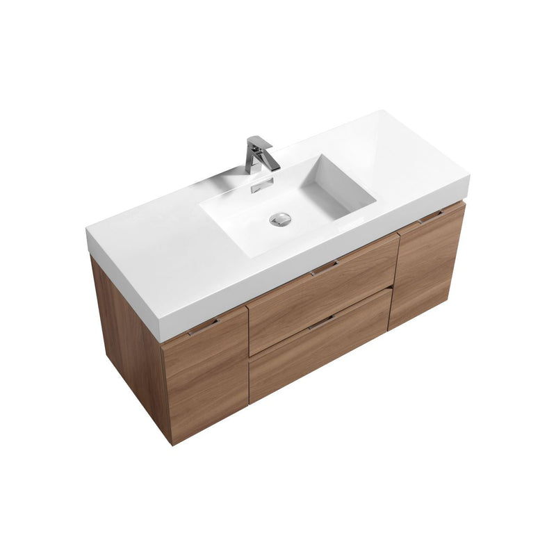 Kube Bath Bliss 48" Honey Oak Wall Mount Modern Bathroom Vanity - BSL48-HO