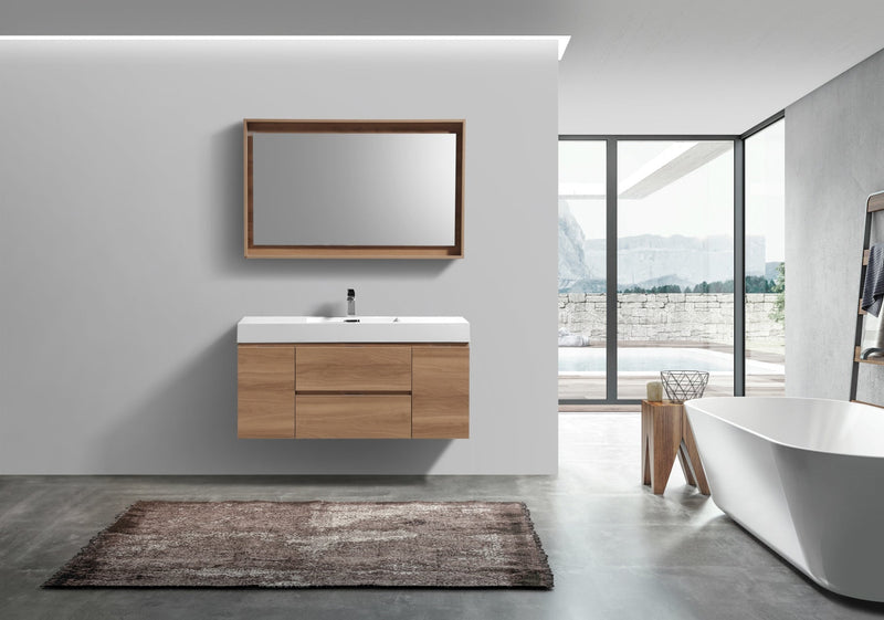 Kube Bath Bliss 48" Honey Oak Wall Mount Modern Bathroom Vanity - BSL48-HO
