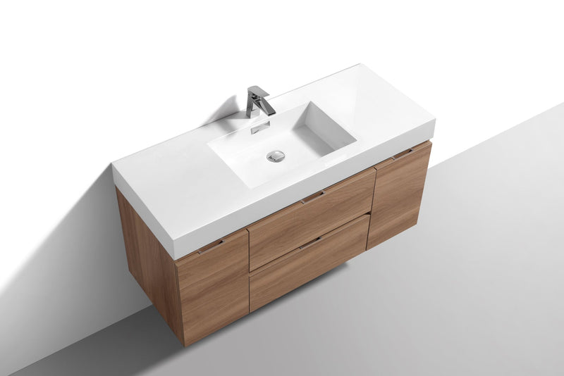 Kube Bath Bliss 48" Honey Oak Wall Mount Modern Bathroom Vanity - BSL48-HO