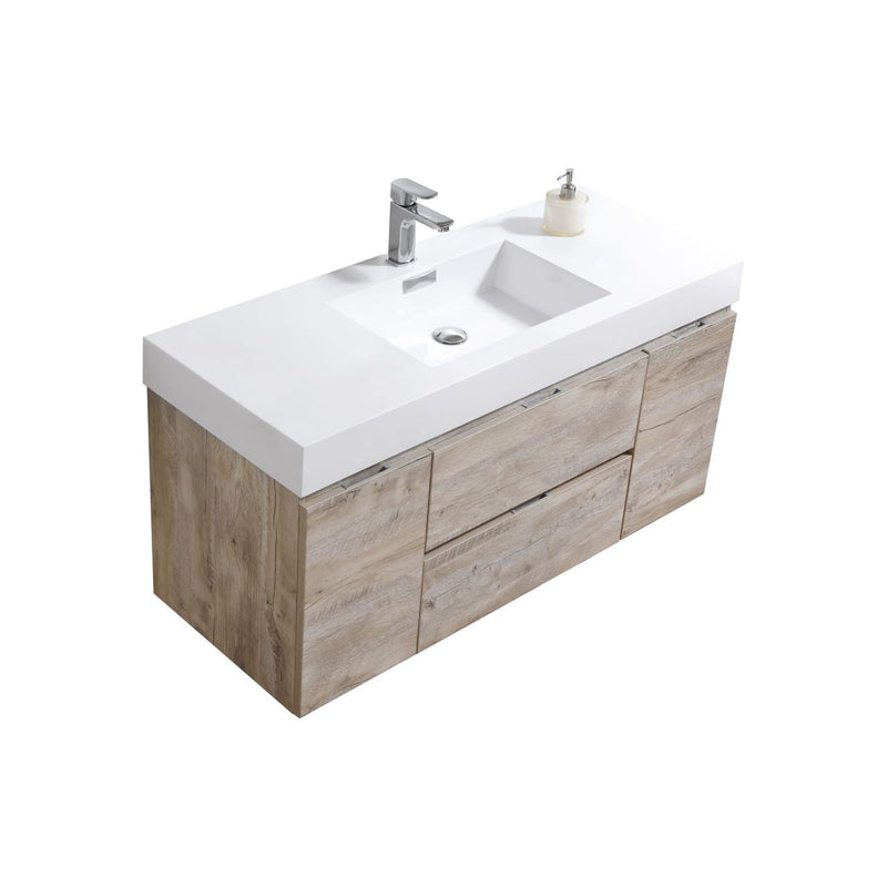 Kube Bath Bliss 48" Nature Wood Wall Mount Modern Bathroom Vanity - BSL48-NW