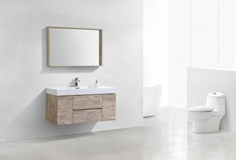 Kube Bath Bliss 48" Nature Wood Wall Mount Modern Bathroom Vanity - BSL48-NW
