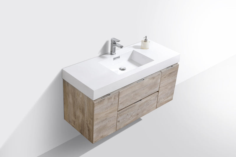 Kube Bath Bliss 48" Nature Wood Wall Mount Modern Bathroom Vanity - BSL48-NW