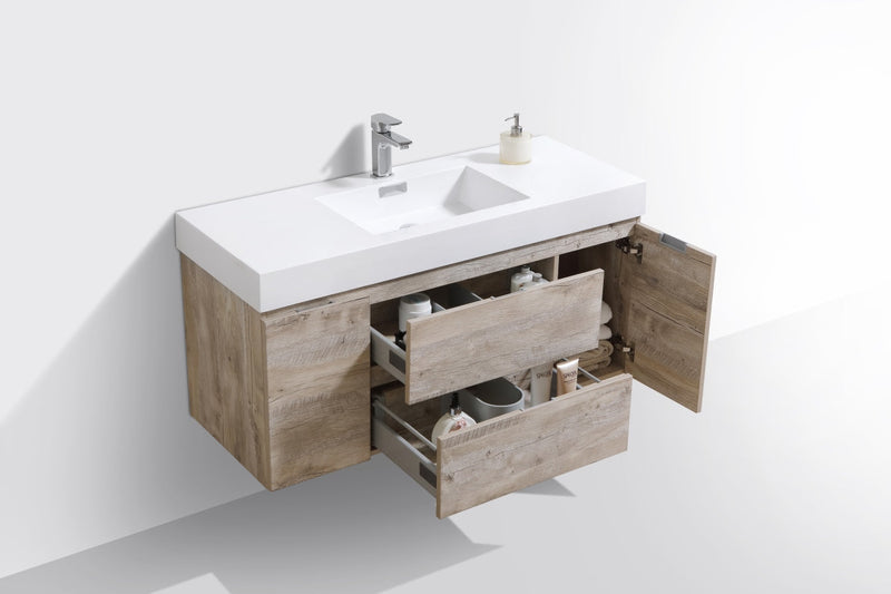 Kube Bath Bliss 48" Nature Wood Wall Mount Modern Bathroom Vanity - BSL48-NW