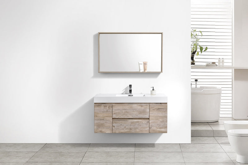 Kube Bath Bliss 48" Nature Wood Wall Mount Modern Bathroom Vanity - BSL48-NW