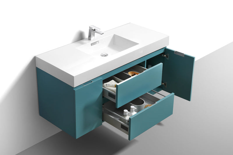 Kube Bath Bliss 48" Teal Green Wall Mount Modern Bathroom Vanity - BSL48-TG