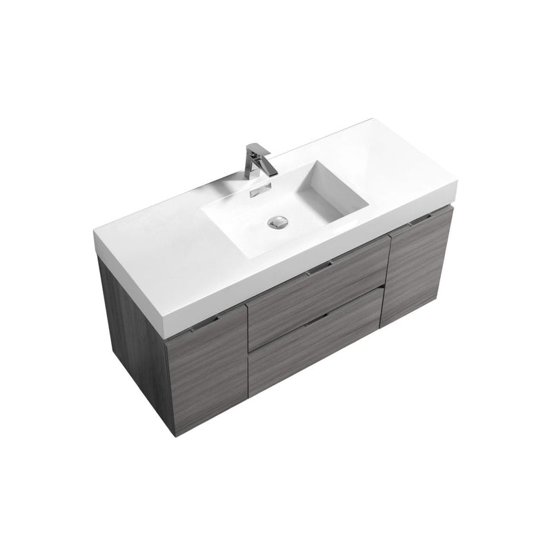 Kube Bath Bliss 48" Vulcan Ash Grey Wall Mount Modern Bathroom Vanity - BSL48-VAG