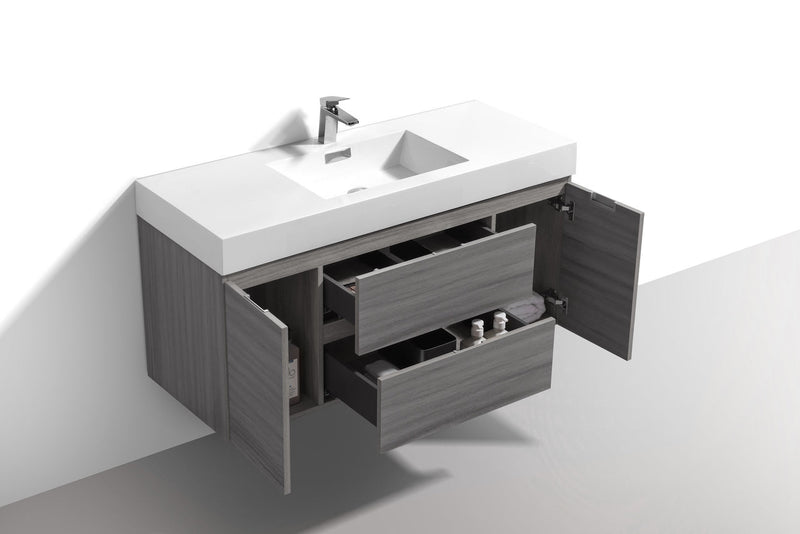 Kube Bath Bliss 48" Vulcan Ash Grey Wall Mount Modern Bathroom Vanity - BSL48-VAG