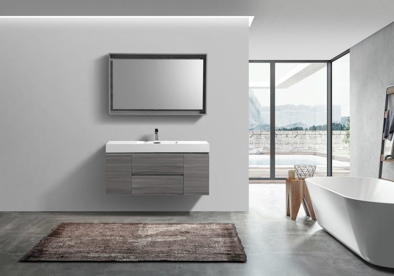 Kube Bath Bliss 48" Vulcan Ash Grey Wall Mount Modern Bathroom Vanity - BSL48-VAG