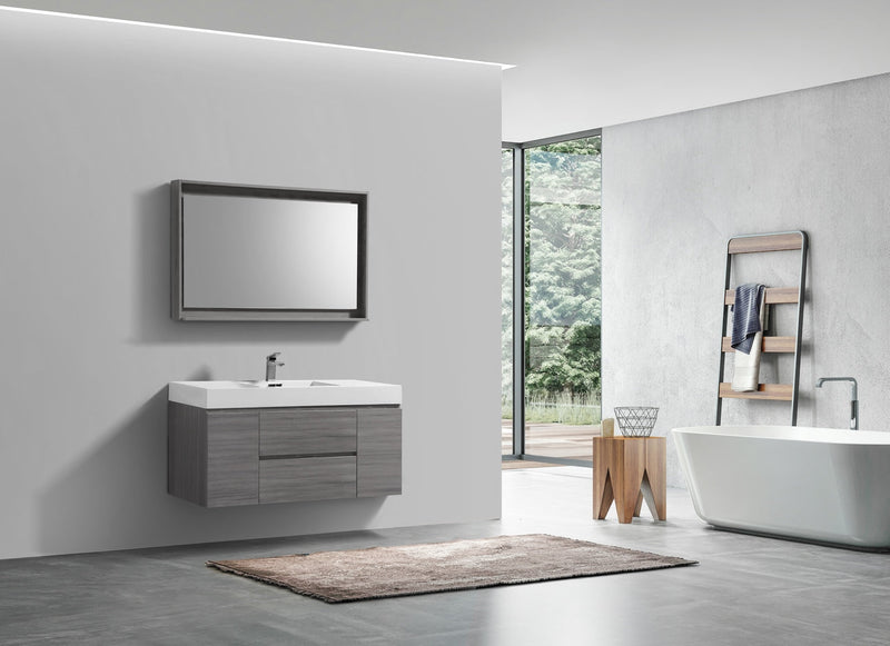 Kube Bath Bliss 48" Vulcan Ash Grey Wall Mount Modern Bathroom Vanity - BSL48-VAG
