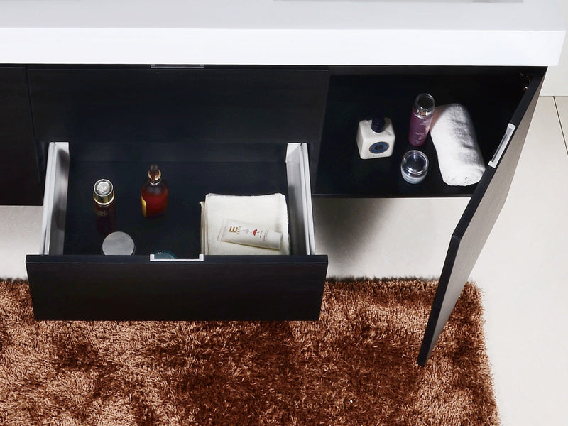 Kube Bath Bliss 60" Double Sink Black Wall Mount Modern Bathroom Vanity - BSL60D-BK