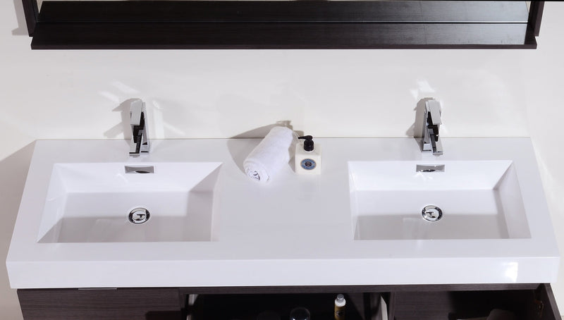 Kube Bath Bliss 60" Double Sink Gray Oak Wall Mount Modern Bathroom Vanity - BSL60D-GO