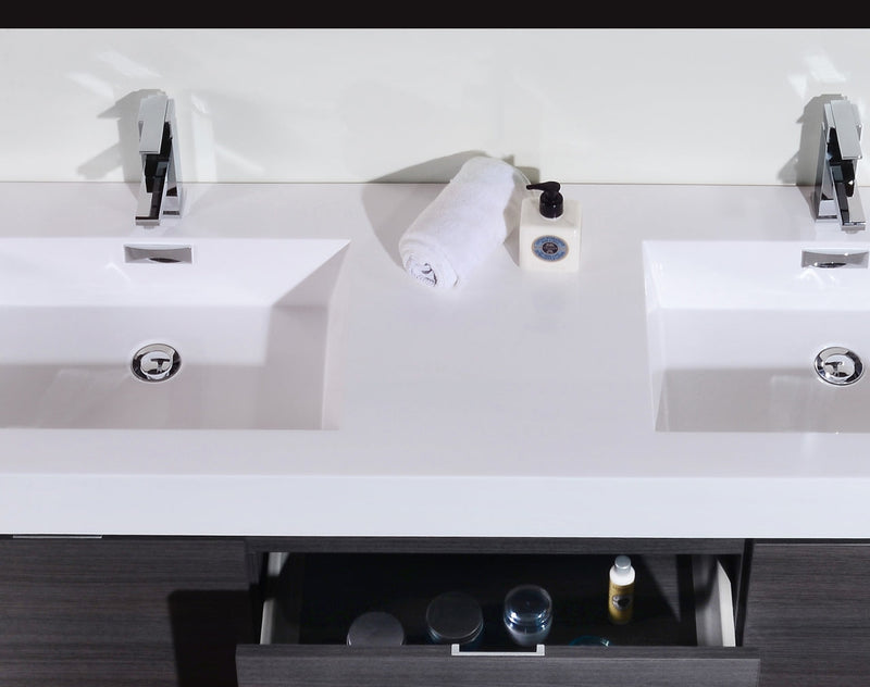 Kube Bath Bliss 60" Double Sink Gray Oak Wall Mount Modern Bathroom Vanity - BSL60D-GO