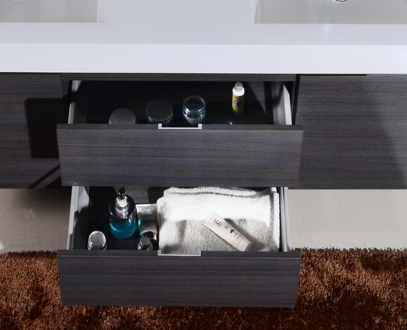 Kube Bath Bliss 60" Double Sink Gray Oak Wall Mount Modern Bathroom Vanity - BSL60D-GO