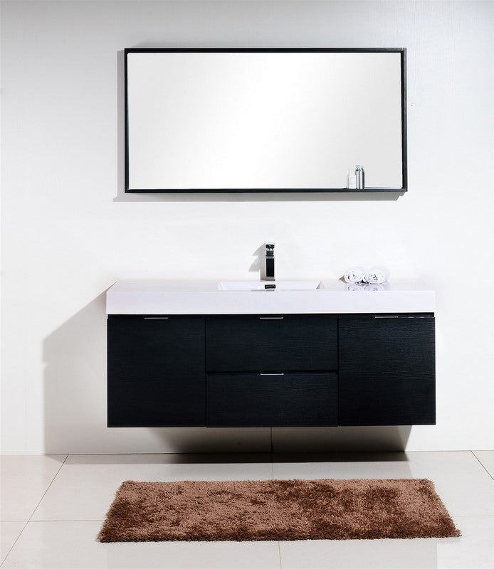 Kube Bath Bliss 60" Single Sink Wall Mount Vanity Black Wood Finish - BSL60S-BK