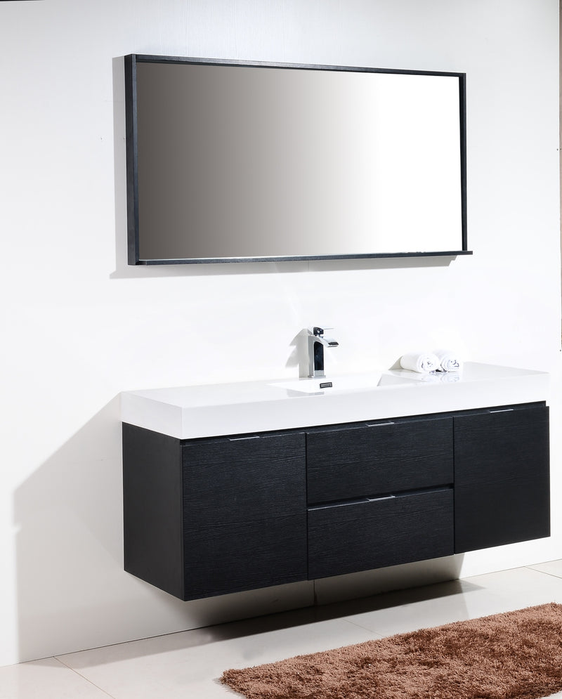 Kube Bath Bliss 60" Single Sink Wall Mount Vanity Black Wood Finish - BSL60S-BK