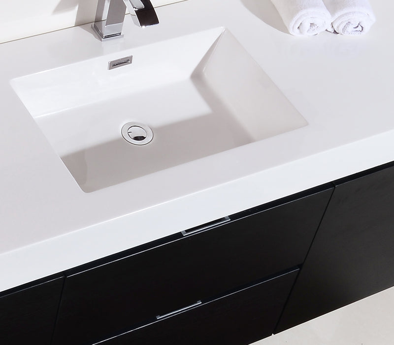 Kube Bath Bliss 60" Single Sink Wall Mount Vanity Black Wood Finish - BSL60S-BK