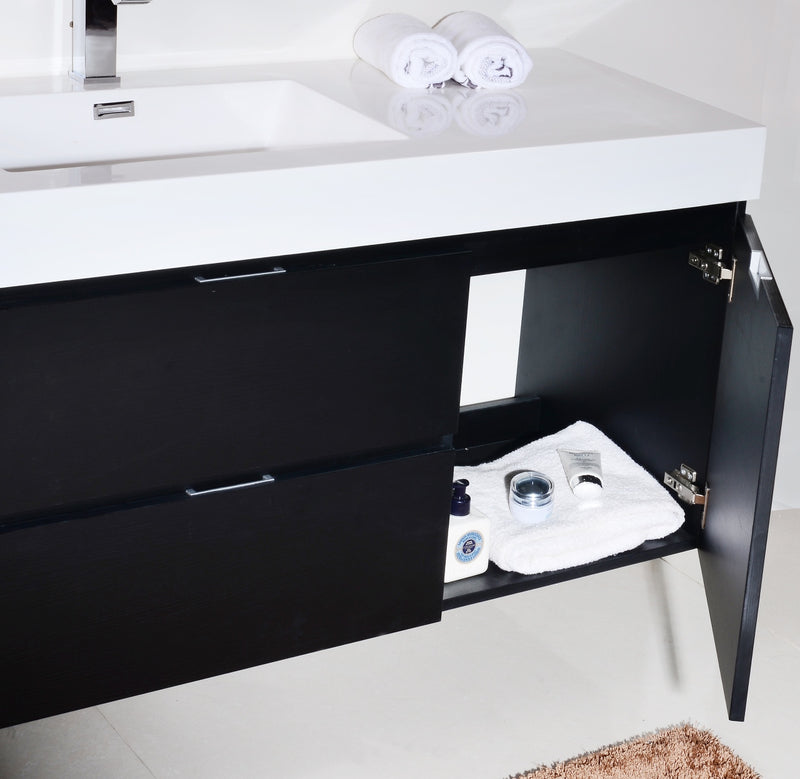 Kube Bath Bliss 60" Single Sink Wall Mount Vanity Black Wood Finish - BSL60S-BK