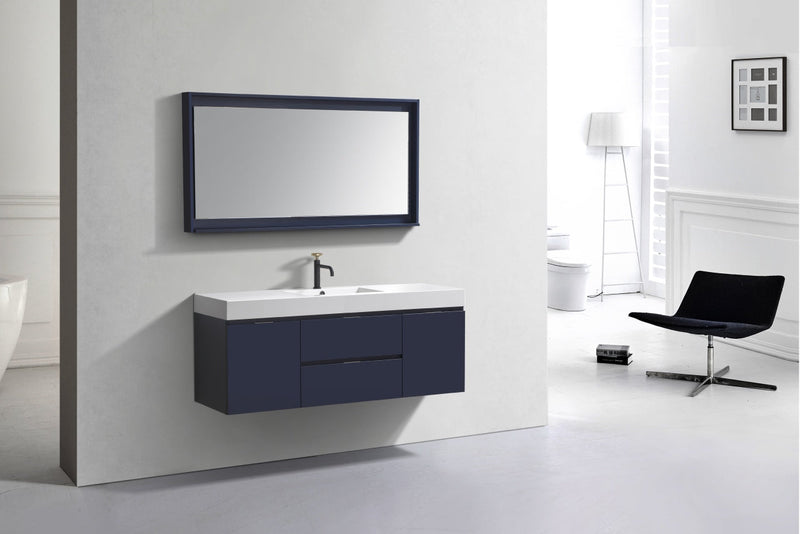 Kube Bath Bliss 60" Single Sink Blue Wall Mount Modern Bathroom Vanity - BSL60S-BLUE