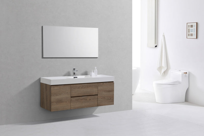 Kube Bath Bliss 60" Single Sink Butternut Wall Mount Modern Bathroom Vanity - BSL60S-BTN