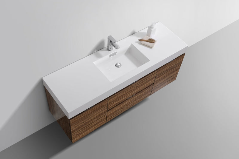 Kube Bath Bliss 60" Single Sink Chestnut Wall Mount Modern Bathroom Vanity - BSL60S-GCN