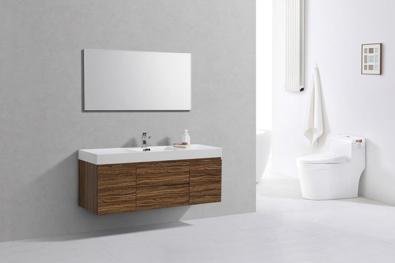 Kube Bath Bliss 60" Single Sink Chestnut Wall Mount Modern Bathroom Vanity - BSL60S-GCN