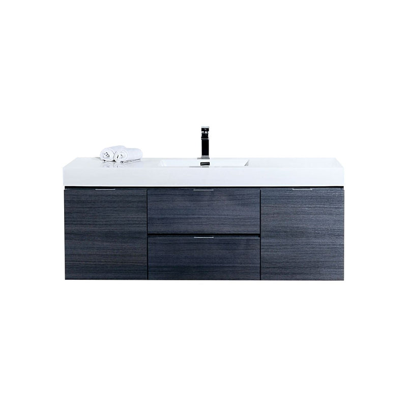 Kube Bath Bliss 60" Single Sink Gray Oak Wall Mount Modern Bathroom Vanity - BSL60S-GO