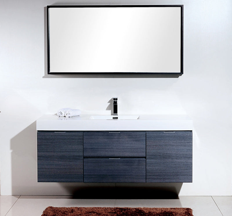 Kube Bath Bliss 60" Single Sink Gray Oak Wall Mount Modern Bathroom Vanity - BSL60S-GO