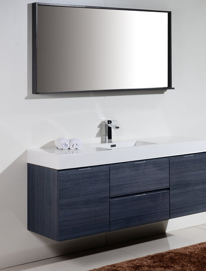 Kube Bath Bliss 60" Single Sink Gray Oak Wall Mount Modern Bathroom Vanity - BSL60S-GO