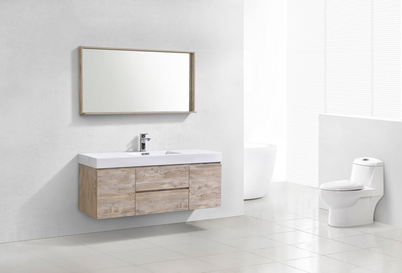 Kube Bath Bliss 60" Single Sink Nature Wood Wall Mount Modern Bathroom Vanity - BSL60S-NW