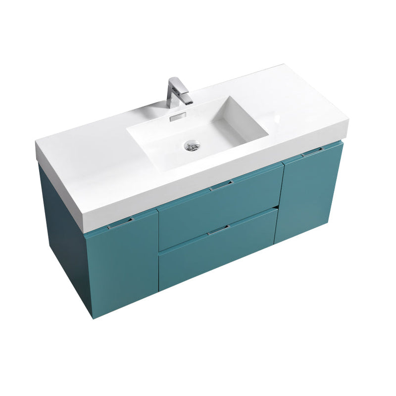 Kube Bath Bliss 60" Single Sink Teal Green Wall Mount Modern Bathroom Vanity - BSL60S-TG