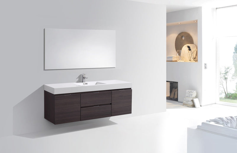 Kube Bath Bliss 60" Single Sink High Gloss Gray Oak Wall Mount Modern Bathroom Vanity - BSL60S-HGGO