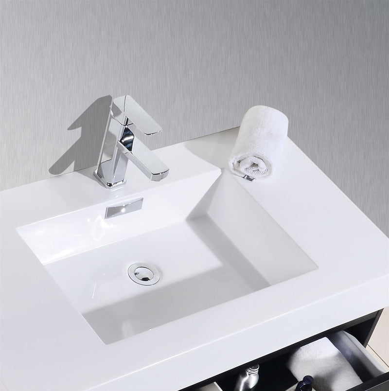 Kube Bath Bliss 72" Double Sink Black Wall Mount Modern Bathroom Vanity - BSL72D-BK