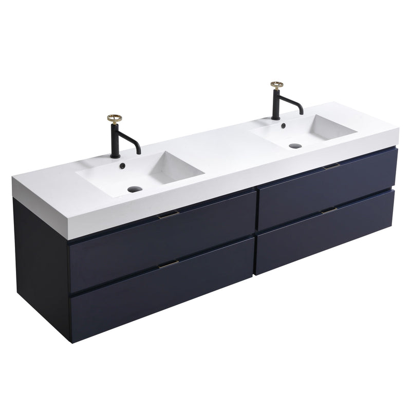 Kube Bath Bliss 72" Double Sink Blue Wall Mount Modern Bathroom Vanity - BSL72D-BLUE