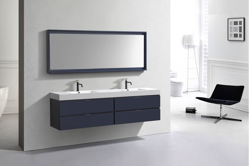 Kube Bath Bliss 72" Double Sink Blue Wall Mount Modern Bathroom Vanity - BSL72D-BLUE
