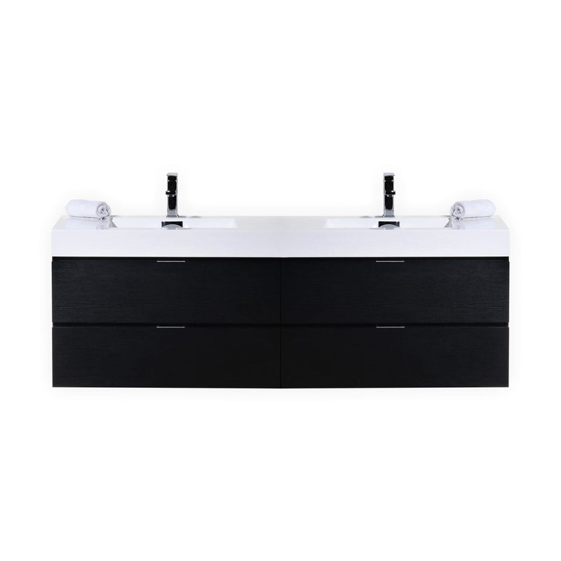 Kube Bath Bliss 80" Double Sink Black Wall Mount Modern Bathroom Vanity - BSL80D-BK