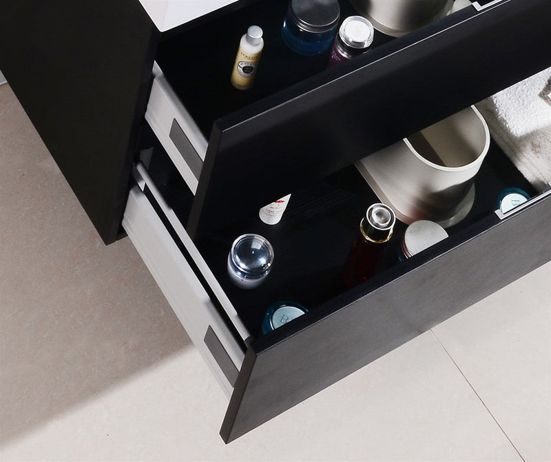 Kube Bath Bliss 80" Double Sink Black Wall Mount Modern Bathroom Vanity - BSL80D-BK