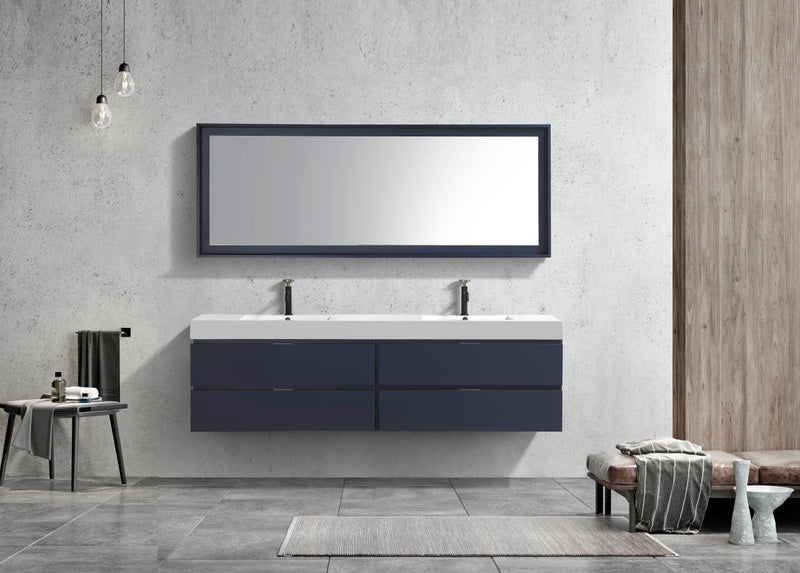 Kube Bath Bliss 80" Double Sink Blue Wall Mount Modern Bathroom Vanity - BSL80D-BLUE