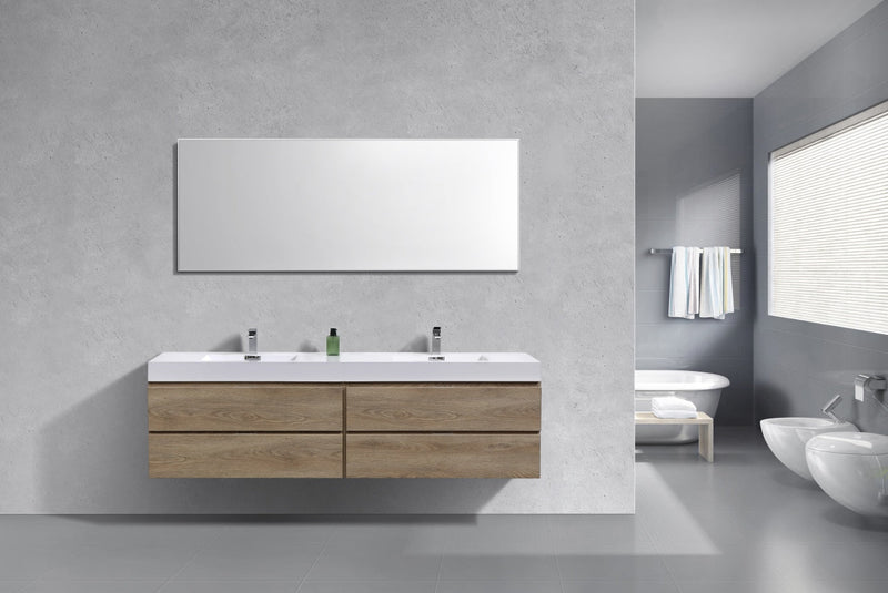 Kube Bath Bliss 80" Double Sink Butternut Wall Mount Modern Bathroom Vanity - BSL80D-BTN