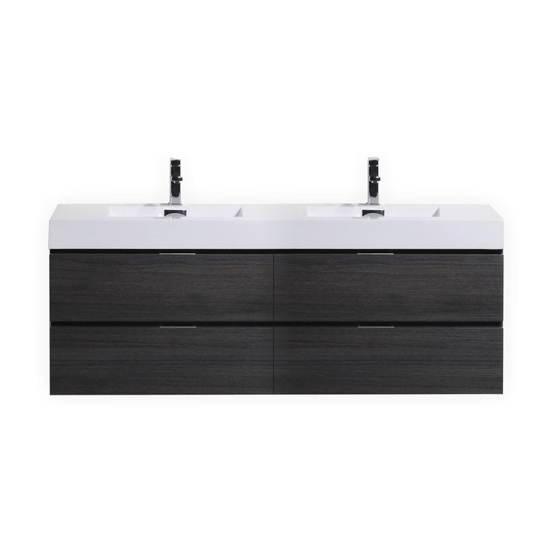 Kube Bath Bliss 80" Double Sink Gray Oak Wall Mount Modern Bathroom Vanity - BSL80D-GO