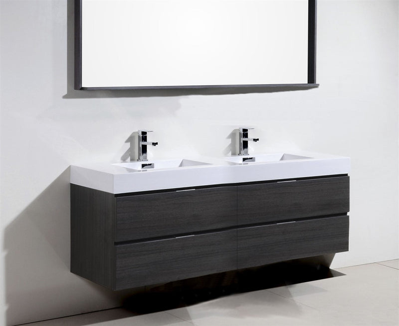 Kube Bath Bliss 80" Double Sink Gray Oak Wall Mount Modern Bathroom Vanity - BSL80D-GO