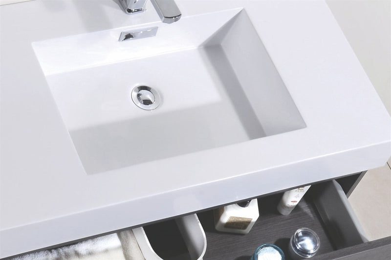 Kube Bath Bliss 80" Double Sink Gray Oak Wall Mount Modern Bathroom Vanity - BSL80D-GO
