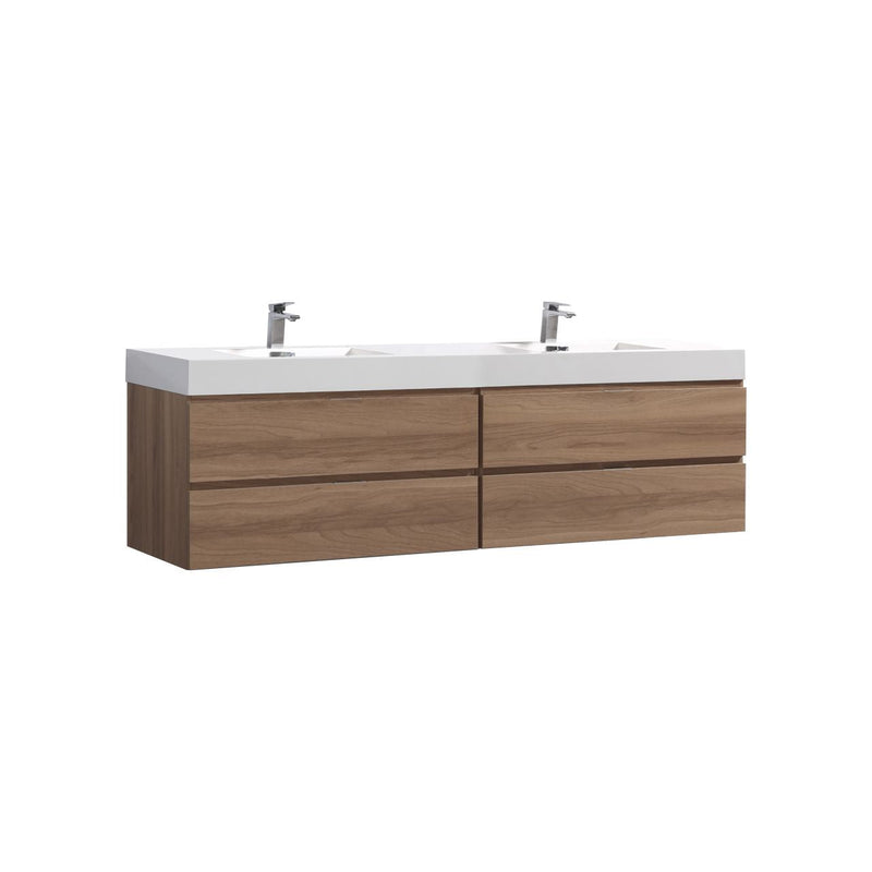Kube Bath Bliss 80" Double Sink Honey Oak Wall Mount Modern Bathroom Vanity - BSL80D-HO