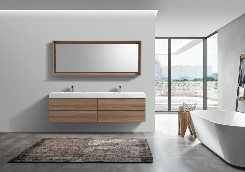 Kube Bath Bliss 80" Double Sink Honey Oak Wall Mount Modern Bathroom Vanity - BSL80D-HO