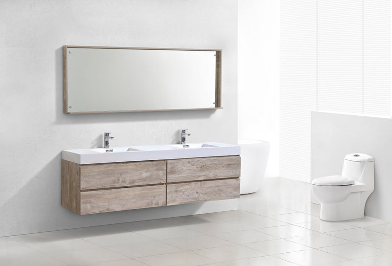 Kube Bath Bliss 80" Double Sink Nature Wood Wall Mount Modern Bathroom Vanity - BSL80D-NW