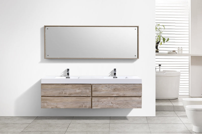 Kube Bath Bliss 80" Double Sink Nature Wood Wall Mount Modern Bathroom Vanity - BSL80D-NW