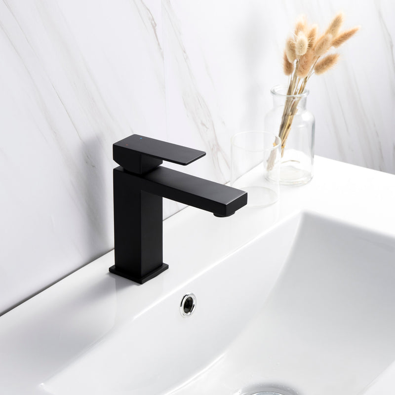 Pearl BELLO II Single Hole Lav. Faucet w. Push Drain Matte Black GBF821B-MB