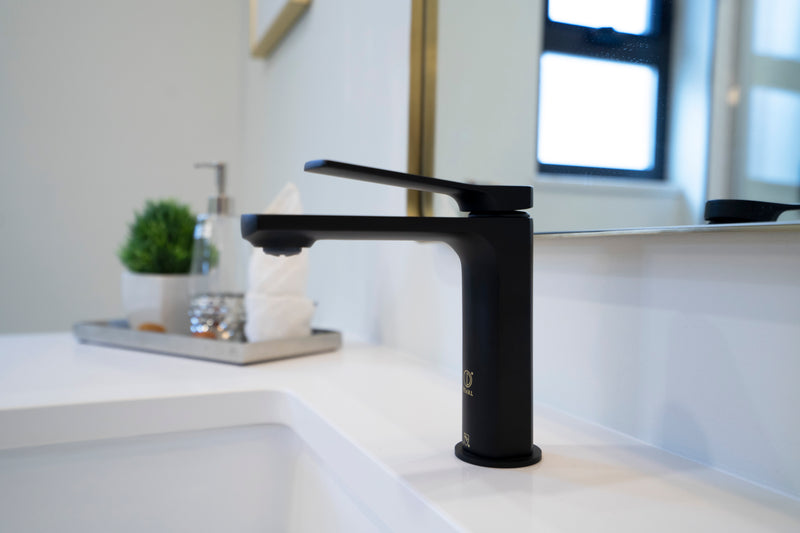 Pearl BRADLEY Single Hole Lav. Faucet w. Push Drain Matte Black GBF851-MB