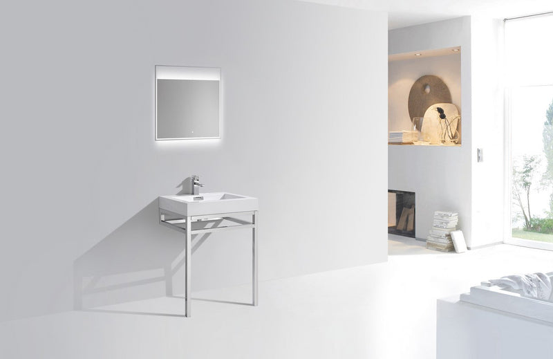Kube Bath Haus 24" Stainless Steel Console w/ White Acrylic Sink Chrome - CH24