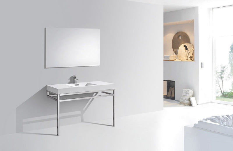 Kube Bath Haus 48" Stainless Steel Console w/ White Acrylic Sink Chrome - CH48