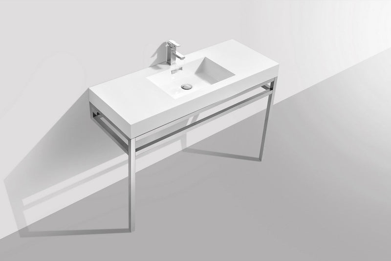 Kube Bath Haus 48" Stainless Steel Console w/ White Acrylic Sink Chrome - CH48